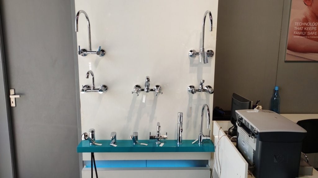 Display of taps at Showroom