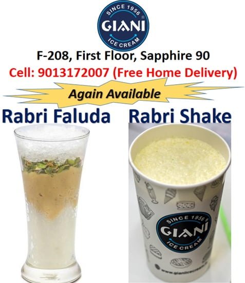 Giani ice cream Sapphire Ninety Rabri Faluda and Rabri Shake